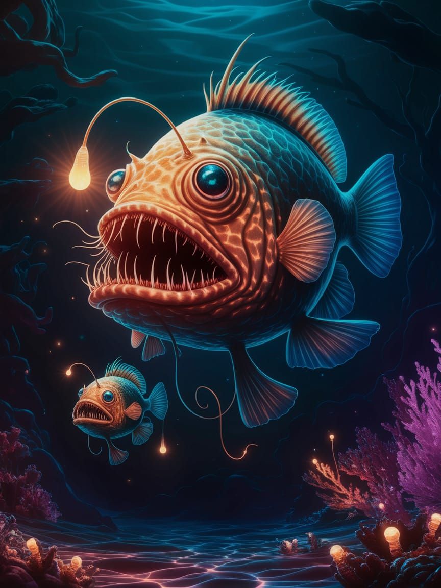 Deep-Sea Alien World in Vibrant Digital Art
