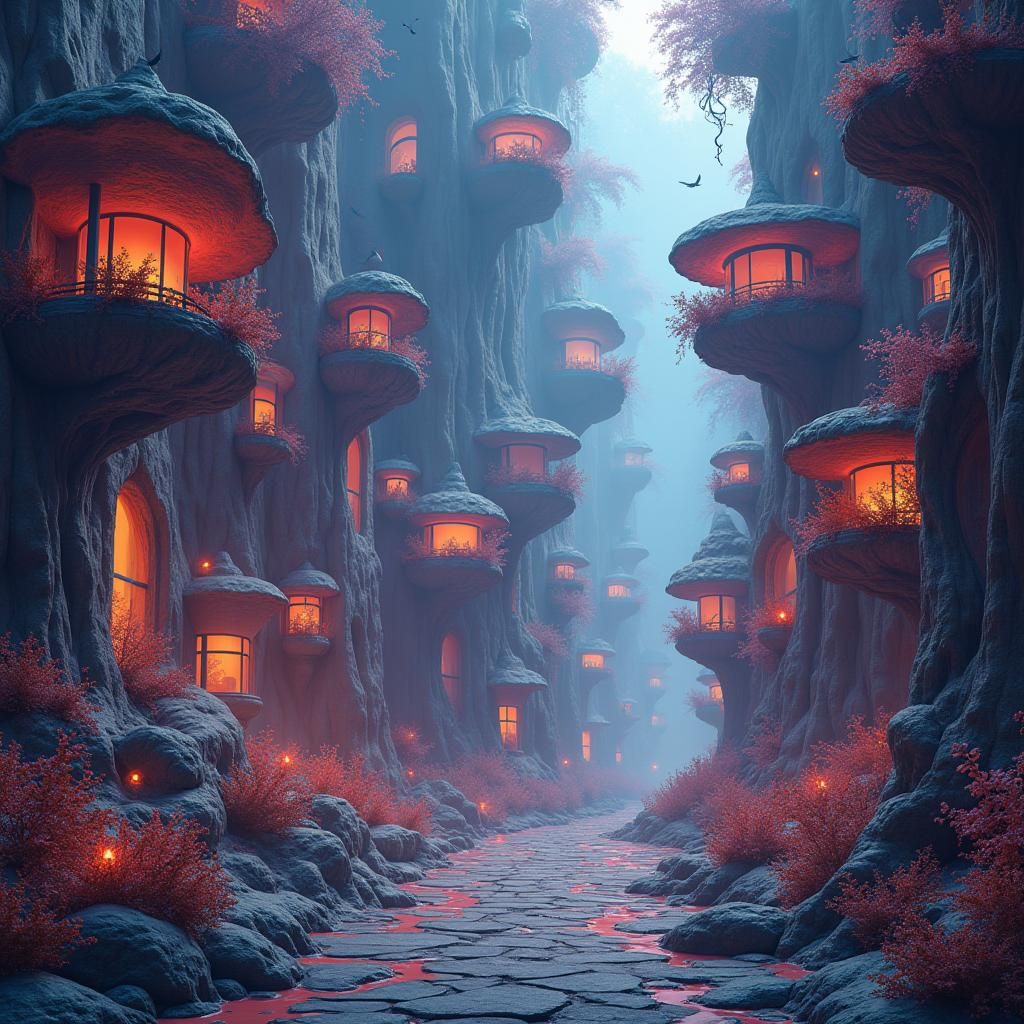 Dreamlike Mystical Landscape in Detailed Matte Painting Styl...