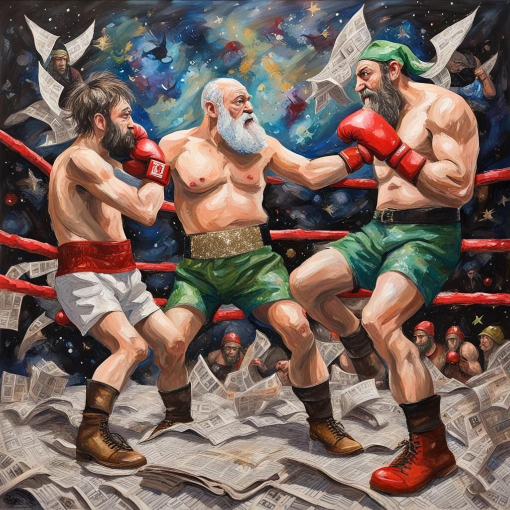 Fantasy Boxing Match in Mixed Media