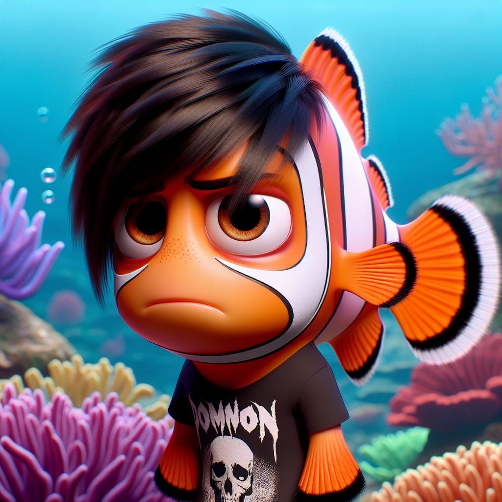 Emo Clownfish in a Vibrant Coral Reef