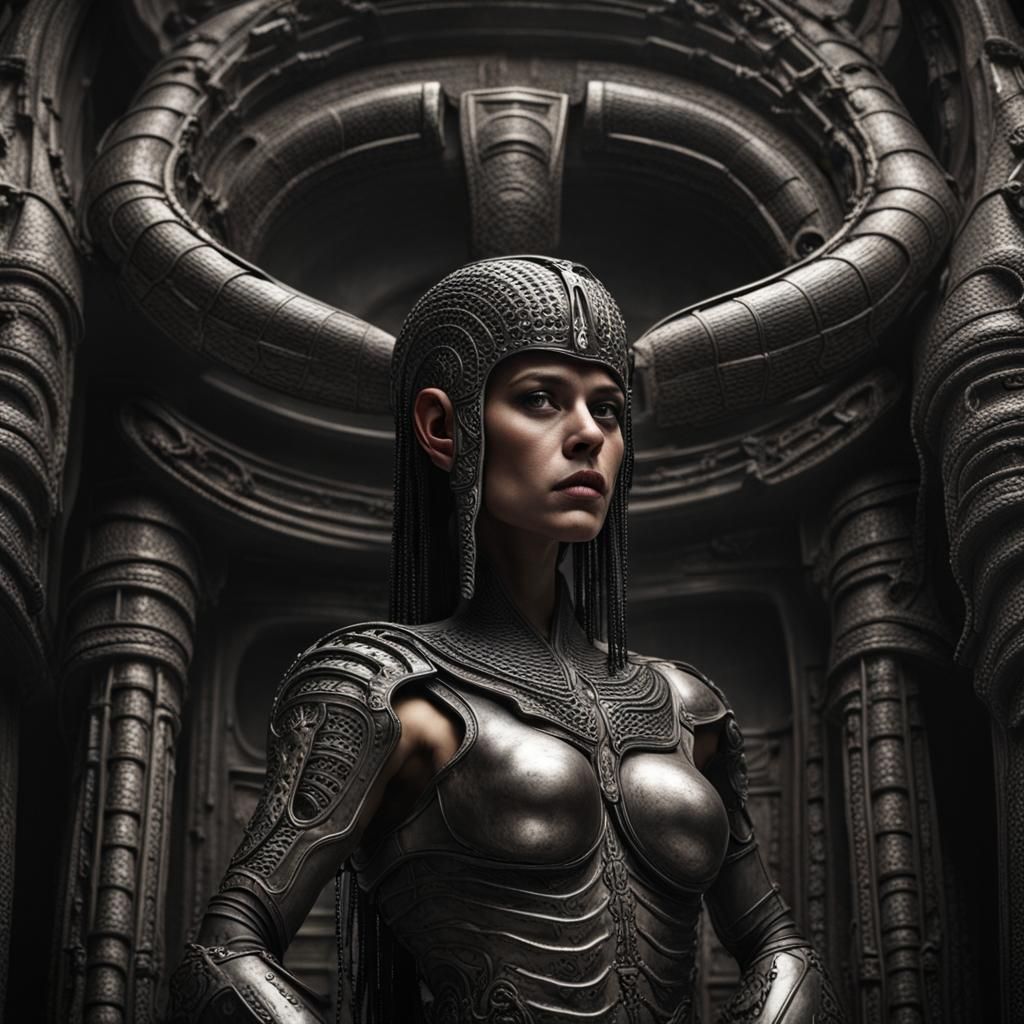 Roman Gladiators in the Colosseum: Hyperrealistic Giger Styl...