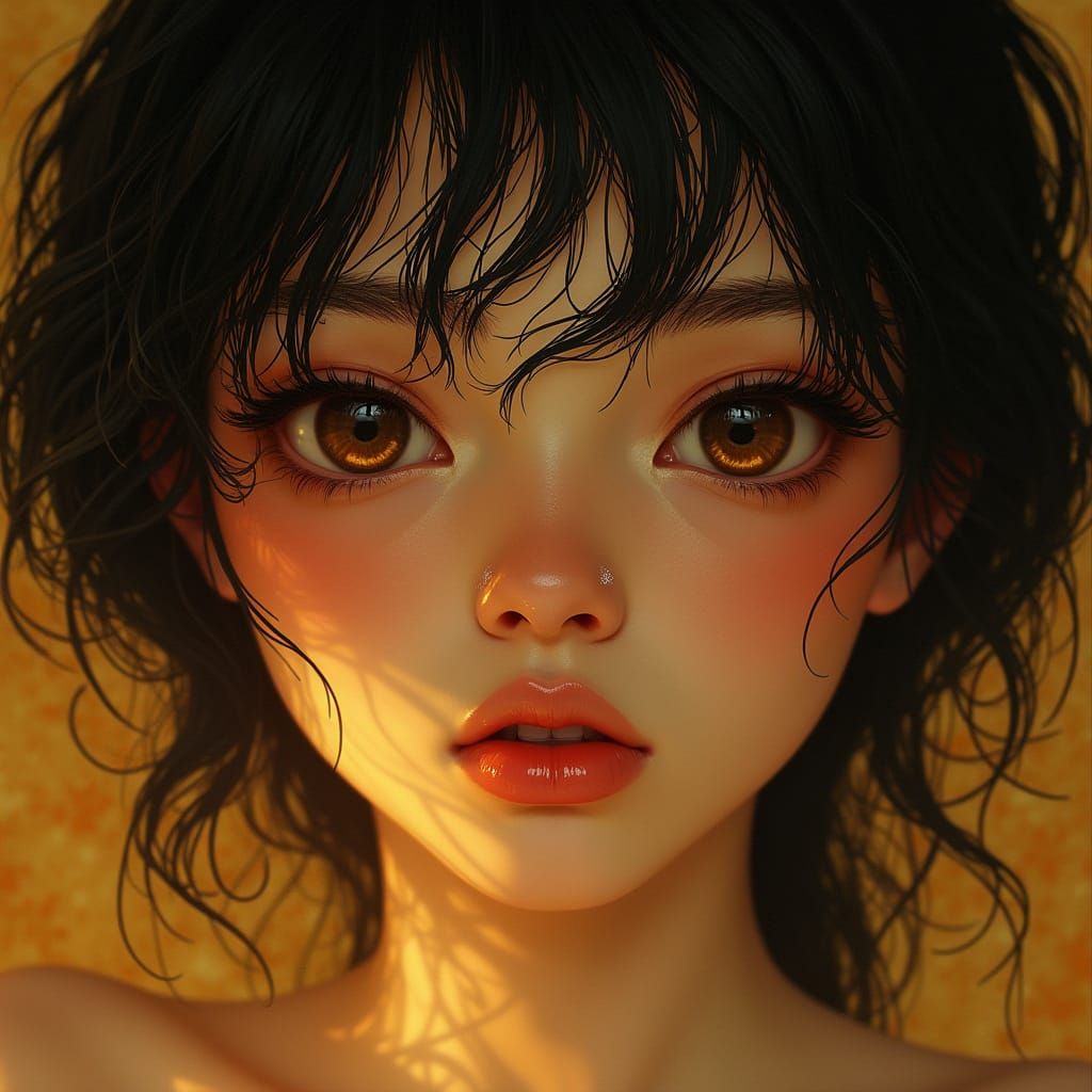 Enchanting Woman with Golden Glow