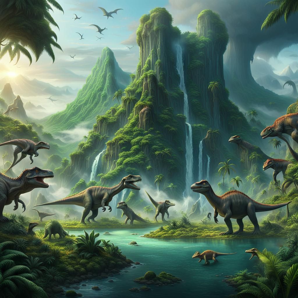 Dinosaurs Roam Freely on Isla Nublar: Fantasy Art