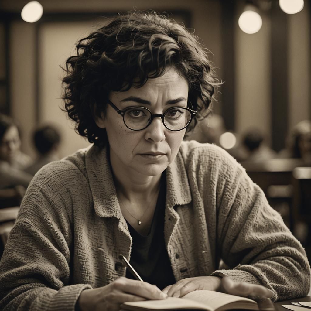 Pensive Woman in Nostalgic Cinematic Portrait