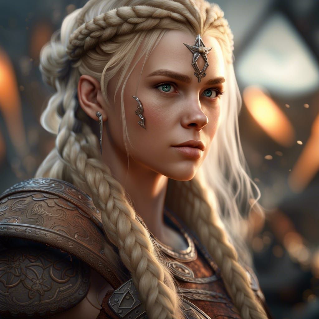 Detailed Viking Woman Digital Painting in 8K