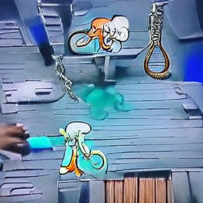 Nightmarish Squidward: A Vision of Despair