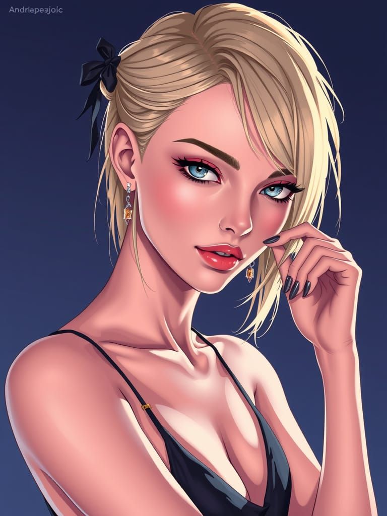 Elegant Androgynous Figure in Manga Scan Style