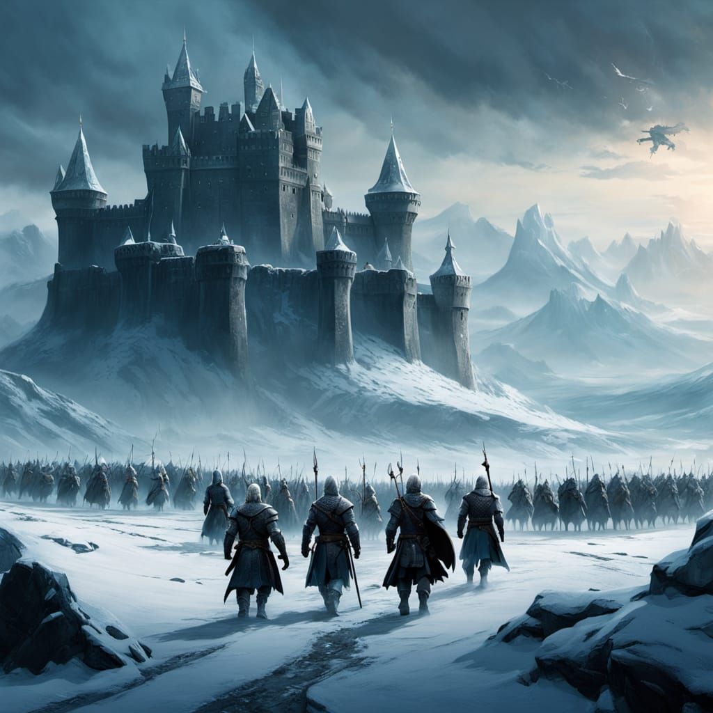 Epic Frozen Knights Stand Vigil in Icy Battlefield