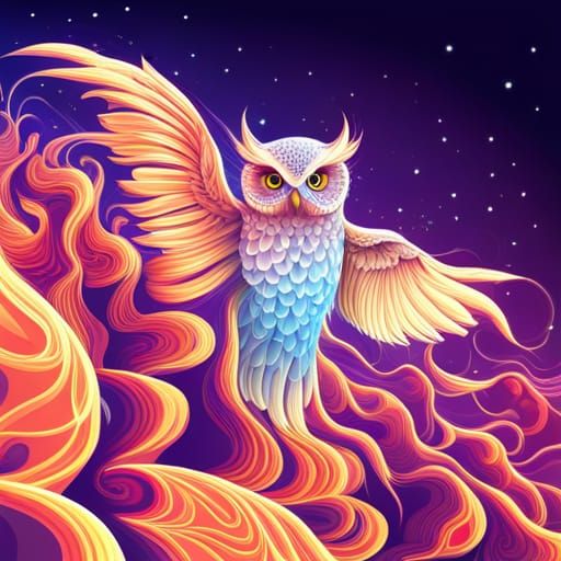 Abstract Cosmic Owl Vector Fractal in 3D