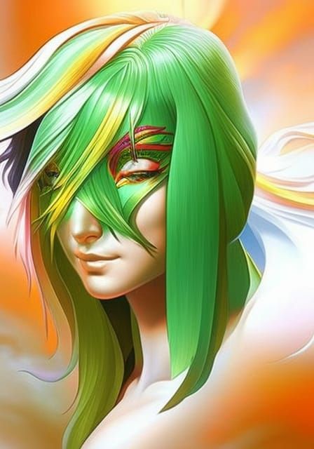 Exotic Parrot Woman in Hyperrealistic Splash Art