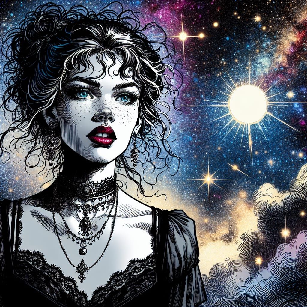 Ethereal Beauty in Vibrant Ligne Claire Style