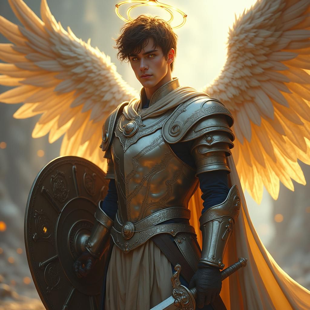 Ethereal Warrior Angel with Sword, Matte Painting