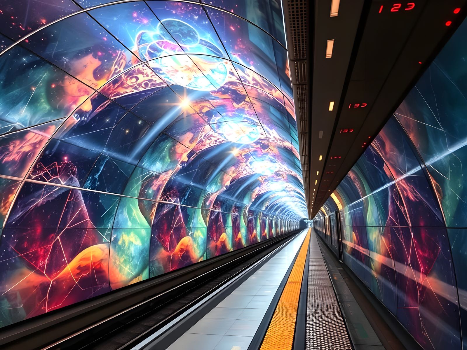 Cosmic Wormhole Subway Platform