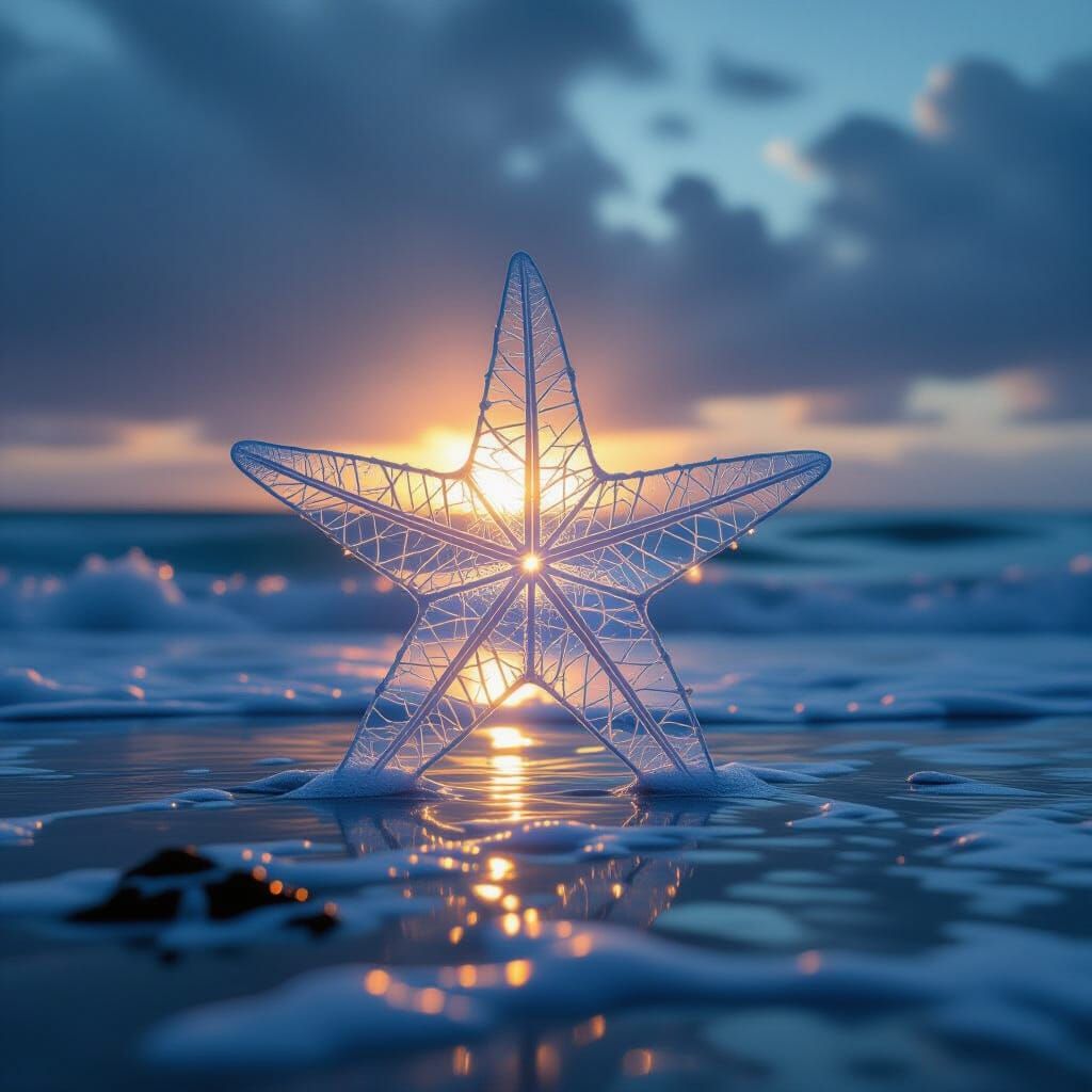 Translucent Starfish Silhouette in Ocean Scape