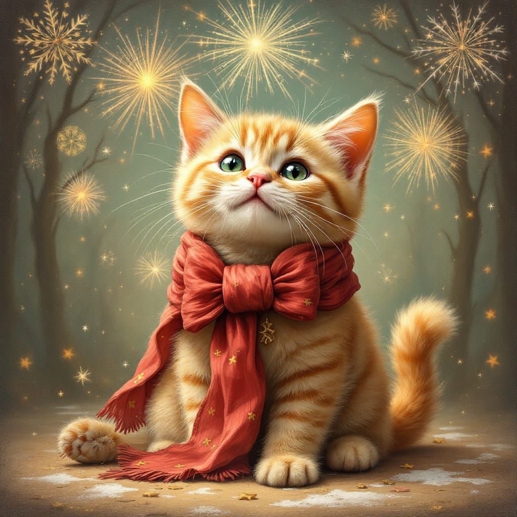 Whimsical Feline New Year's Celebration