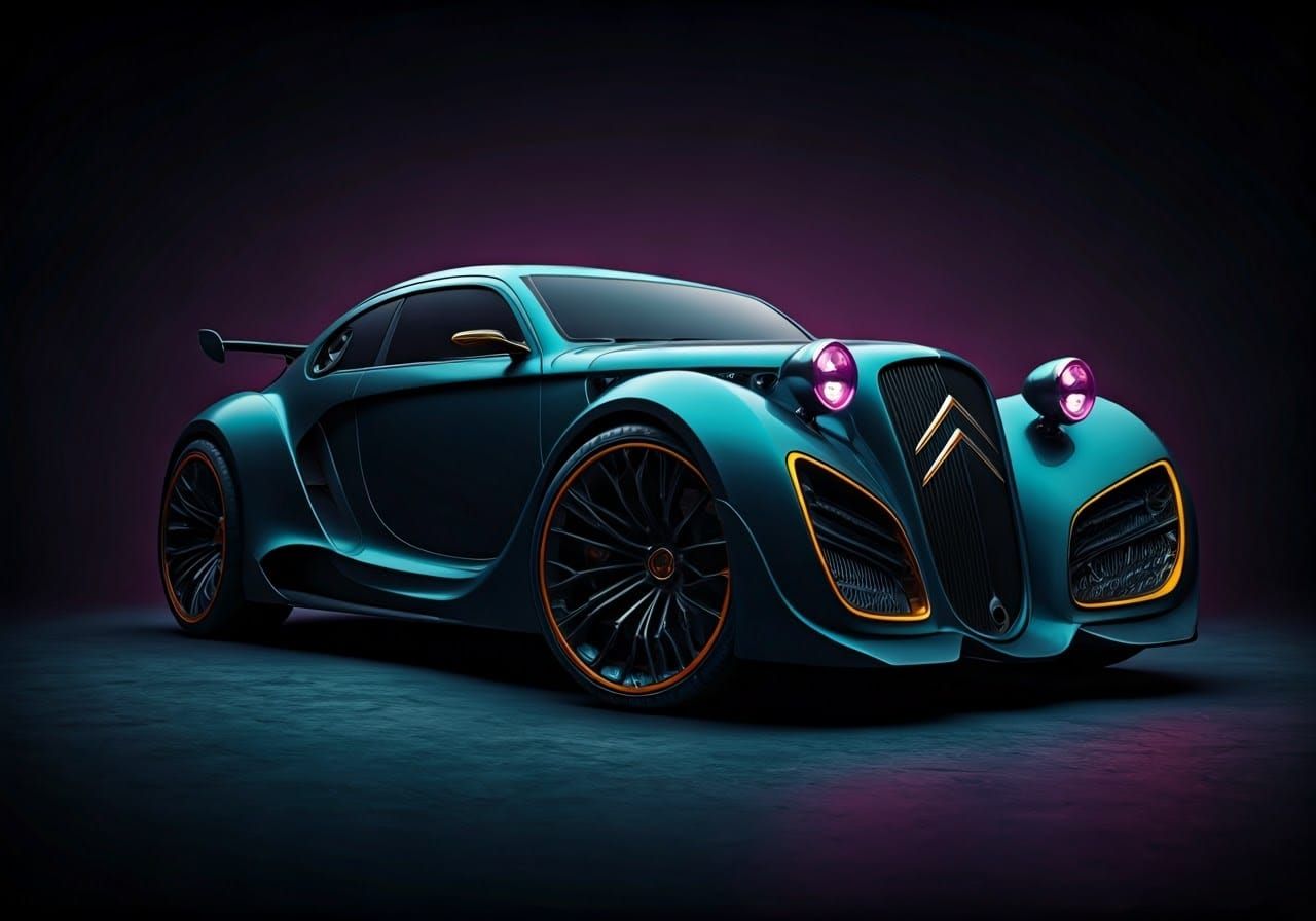 Cyberpunk Citroën Traction Aventador Concept Art
