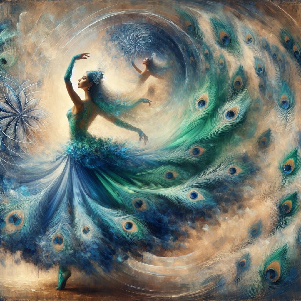 Enchanting Middle-Eastern Dancer Unfurls in Whirling Peacock...
