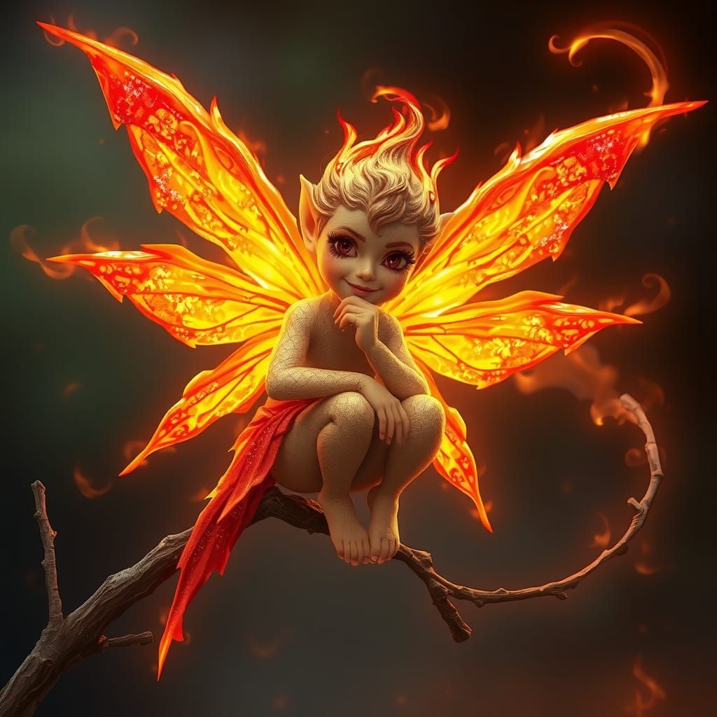 Fantastic Fire Fairy with Incandescent Wings