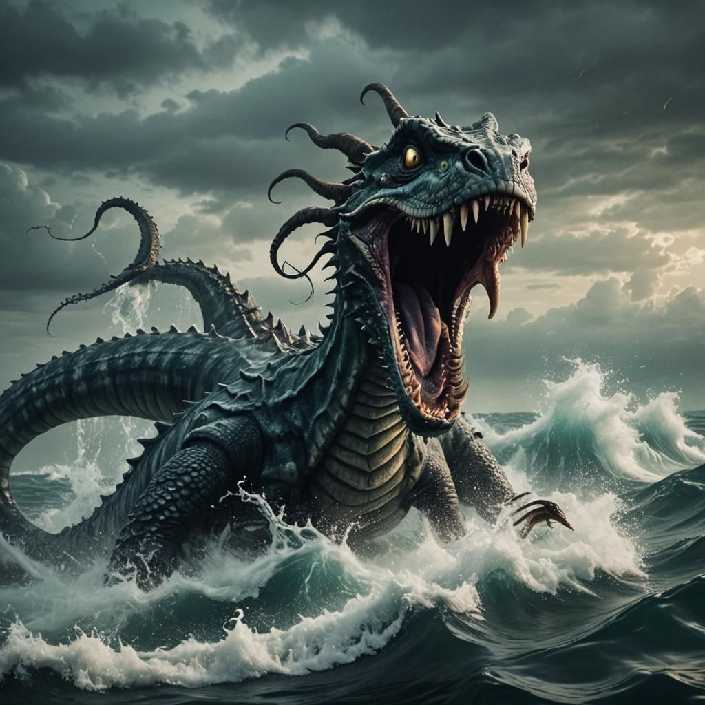 Monstrous Sea Serpent Cinematic Film Still