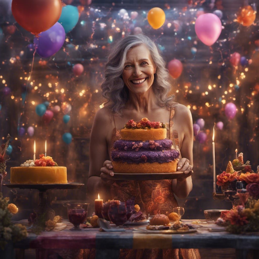Woman's Birthday Celebration: Detailed Matte Painting