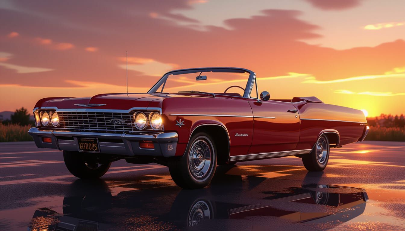 Vintage 1967 Impala at Sunset