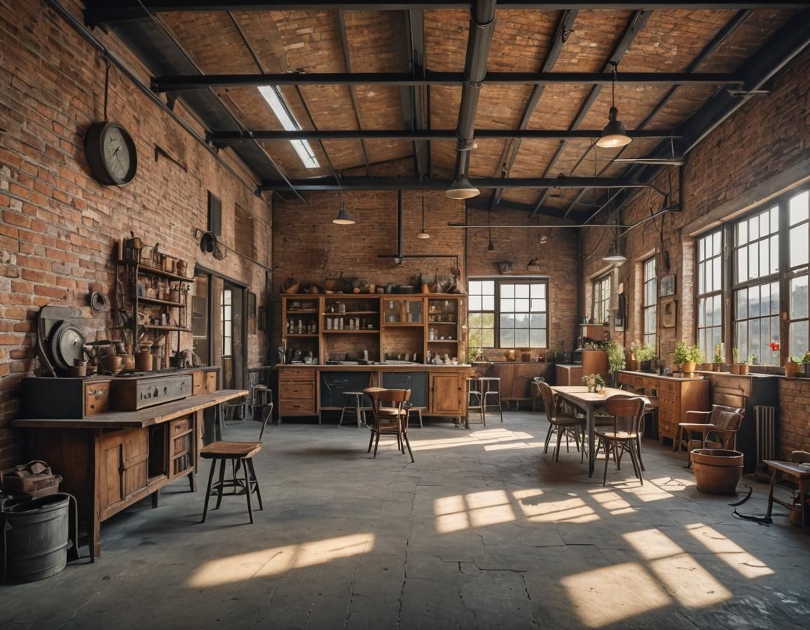 Rustic Industrial House at Golden Hour