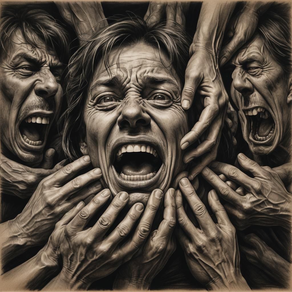 Hyperdetailed Charcoal Drawing: Silenced Truth