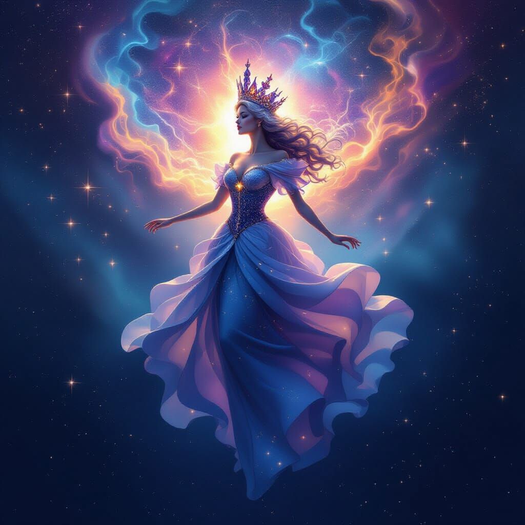 Celestial Queen of Hearts Nebula in Cosmic Style