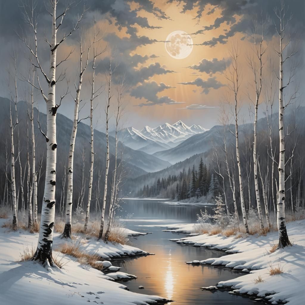 Winter Nightscape with Pastel Hues