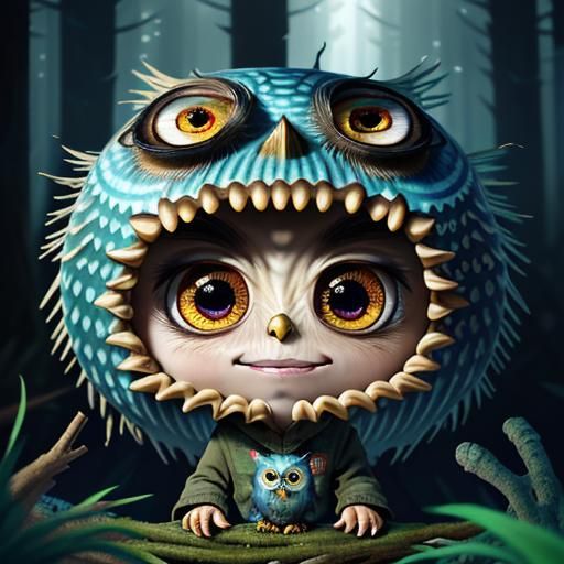 Surreal Fish with Human Teeth and Tiny Skulls