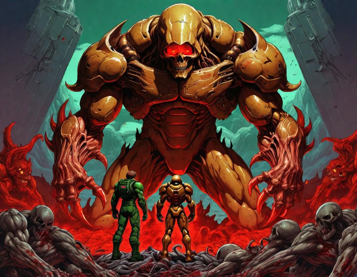 American Hero Defeats Monster in Anime Style