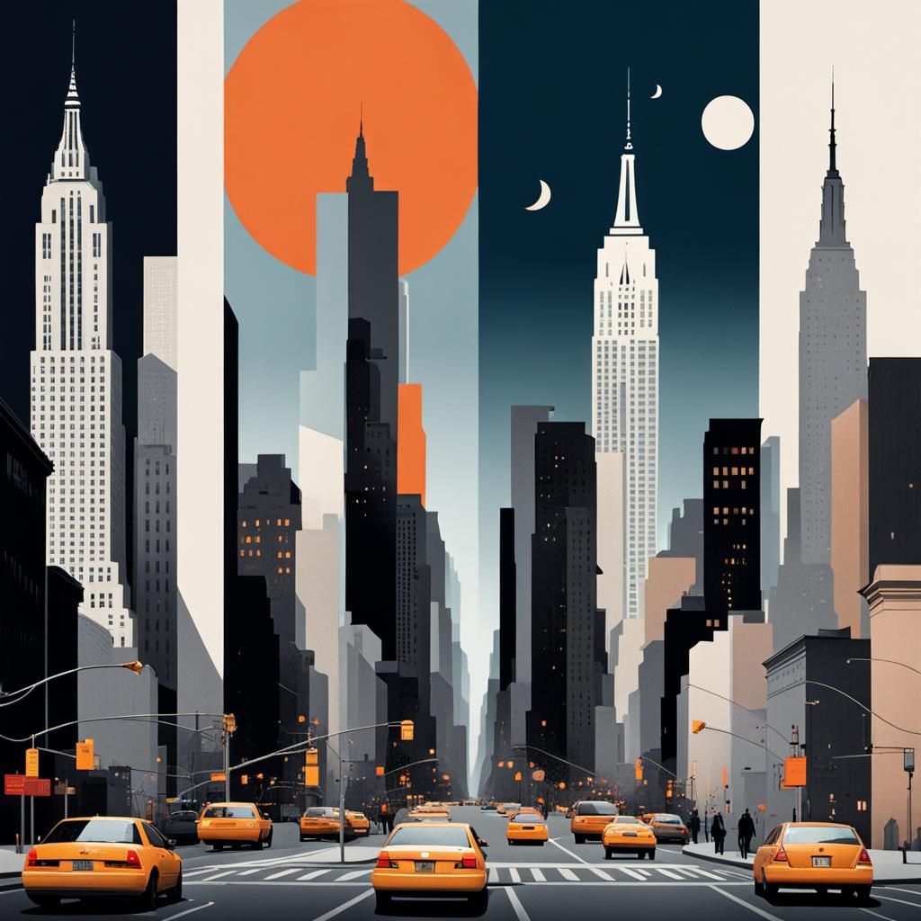 Abstract New York Day and Night Collage