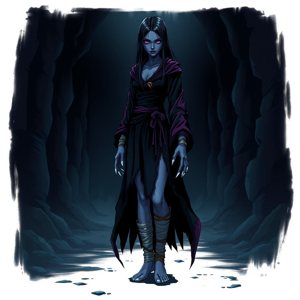 Mysterious Dark Lady in Medieval Anime Style