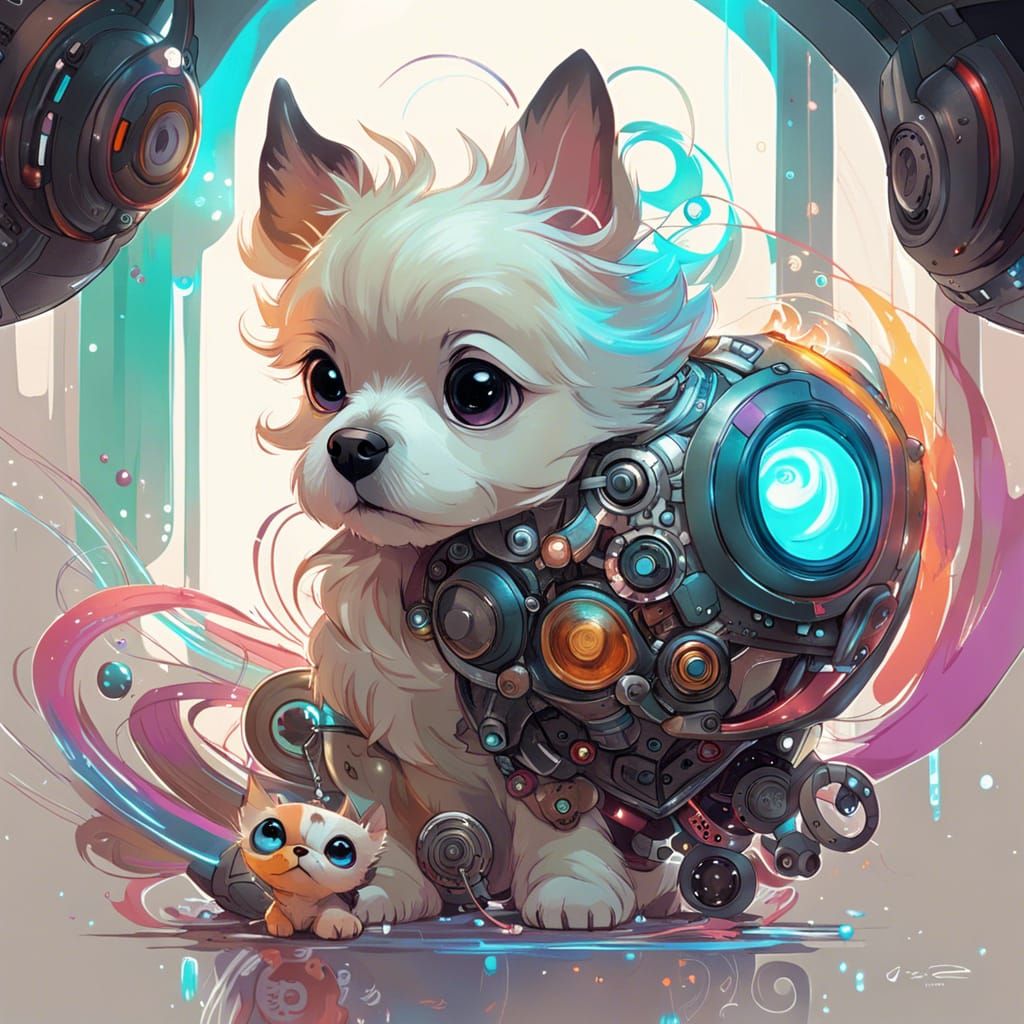 Adorable Robotic Dog Time Traveler Companion