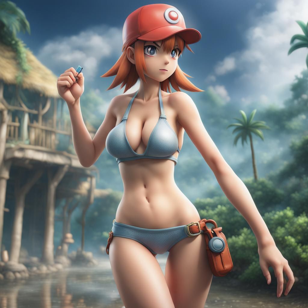 Stylized Misty Pokémon in Bikini: Hyperrealistic Detail