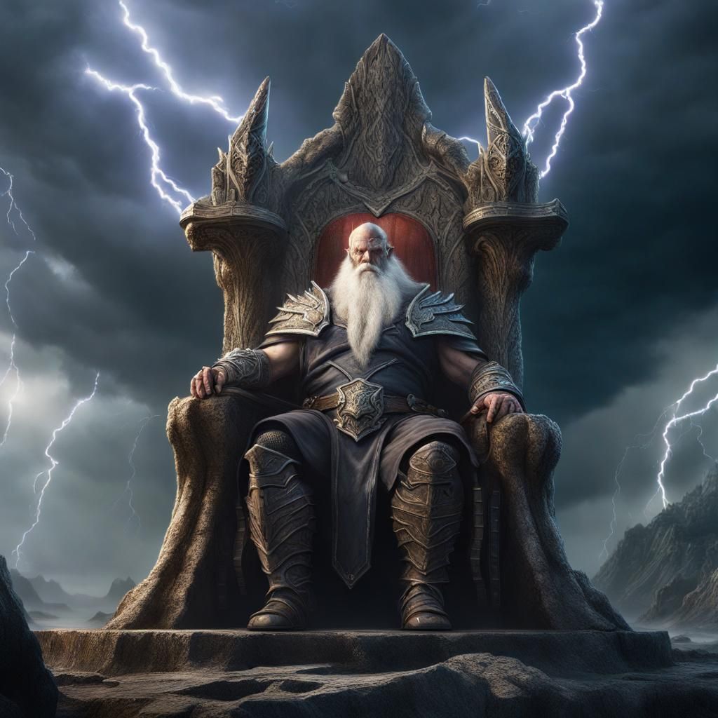 Storm Giant on Throne: Epic Fantasy Art