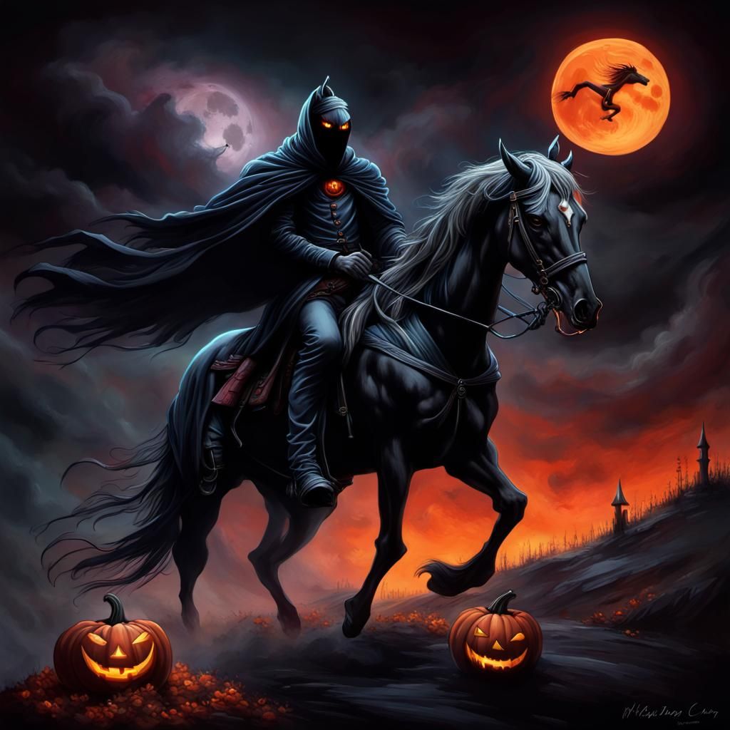 Haunting Dark Fantasy Headless Horseman Illustration