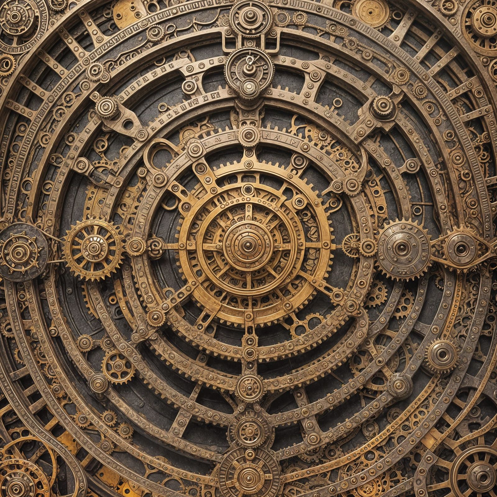 Detailed Steampunk Mandala with Gears and Clockwork
