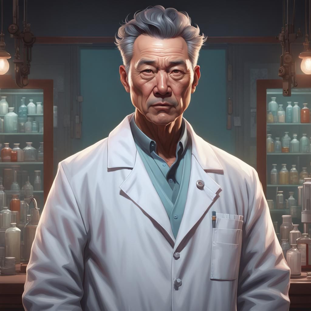 Surgeon Portrait in Hyperdetailed Splash Art Style