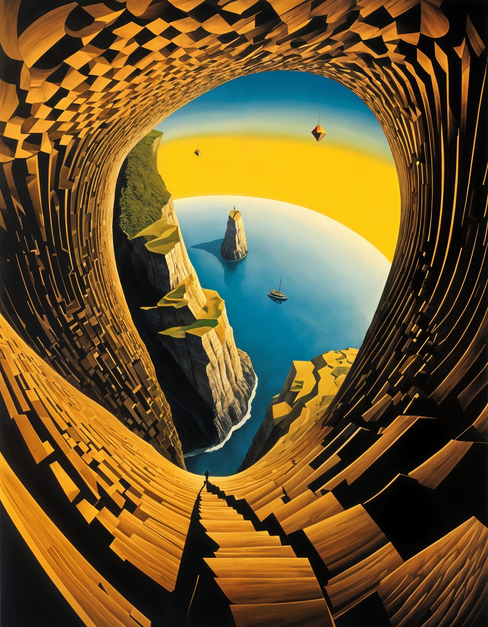 Surreal Vertigo Cliff with Warped Geometry