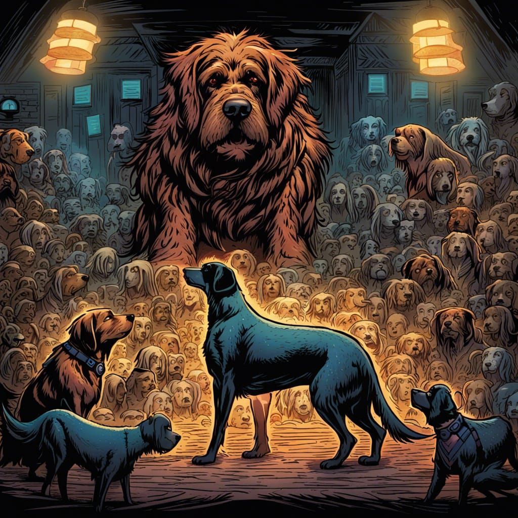 Giant Dog in Dog Show, Comic Book Art