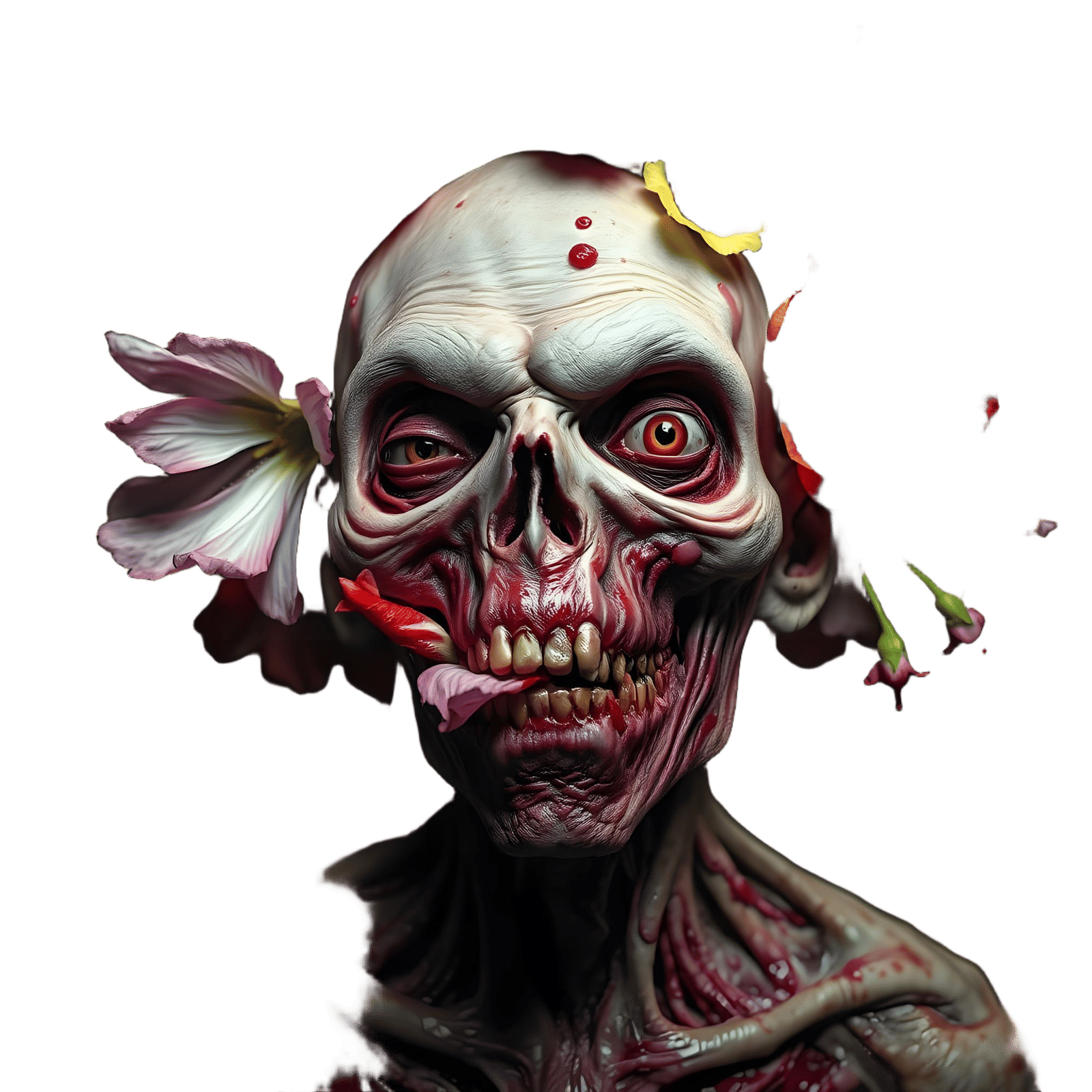 Grotesque Zombie Infected by Twisted, Pulsing Flowers in Hyp...
