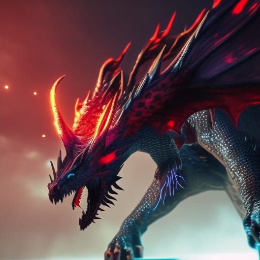 Epic Magic Dragon in Dark Fantasy Style