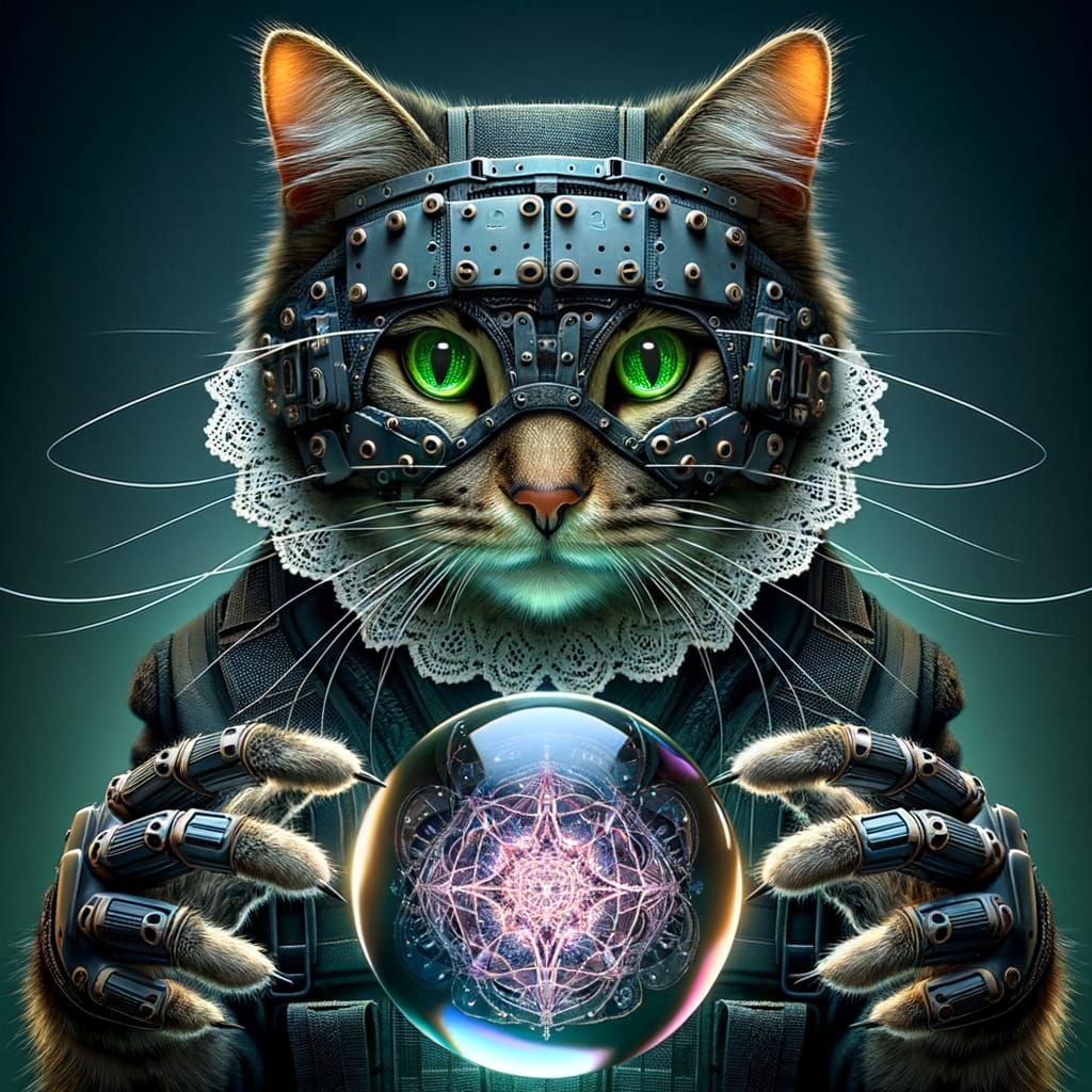 Cyberpunk Feline Operative in Haitian Tactical Gear