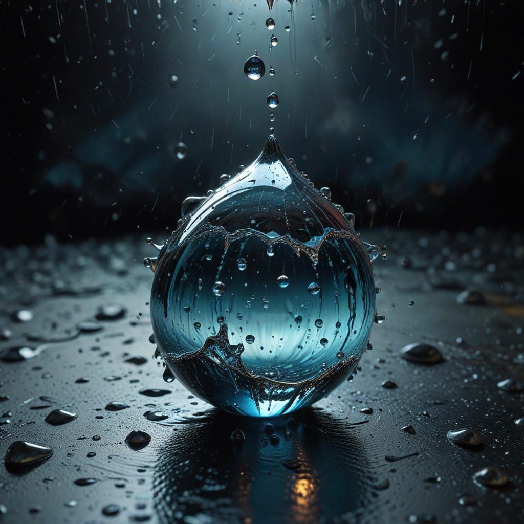 Infinite Raindrop Universe in Dark Surrealism