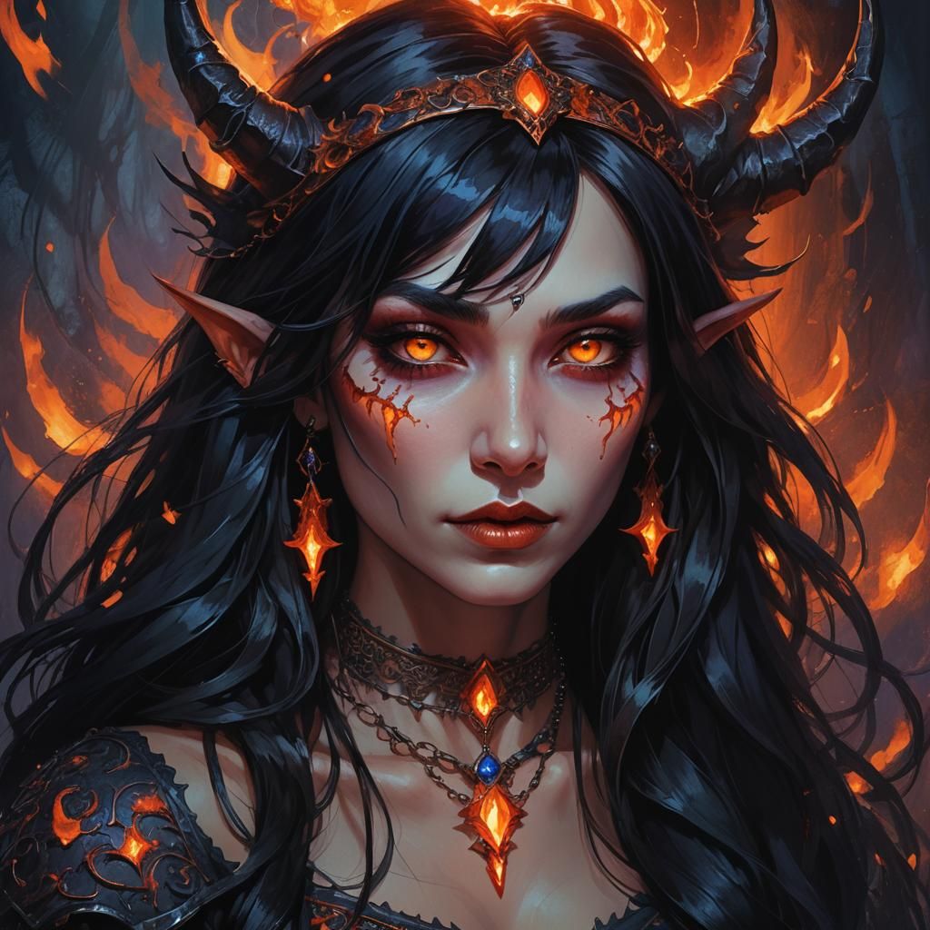 Enchanting Devil-Witch in Dark Fantasy Concept Art