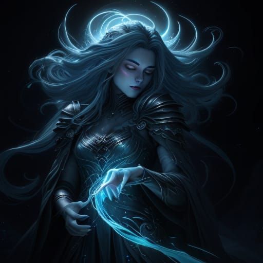 Ethereal Lunar Witch Basks in Celestial Glow