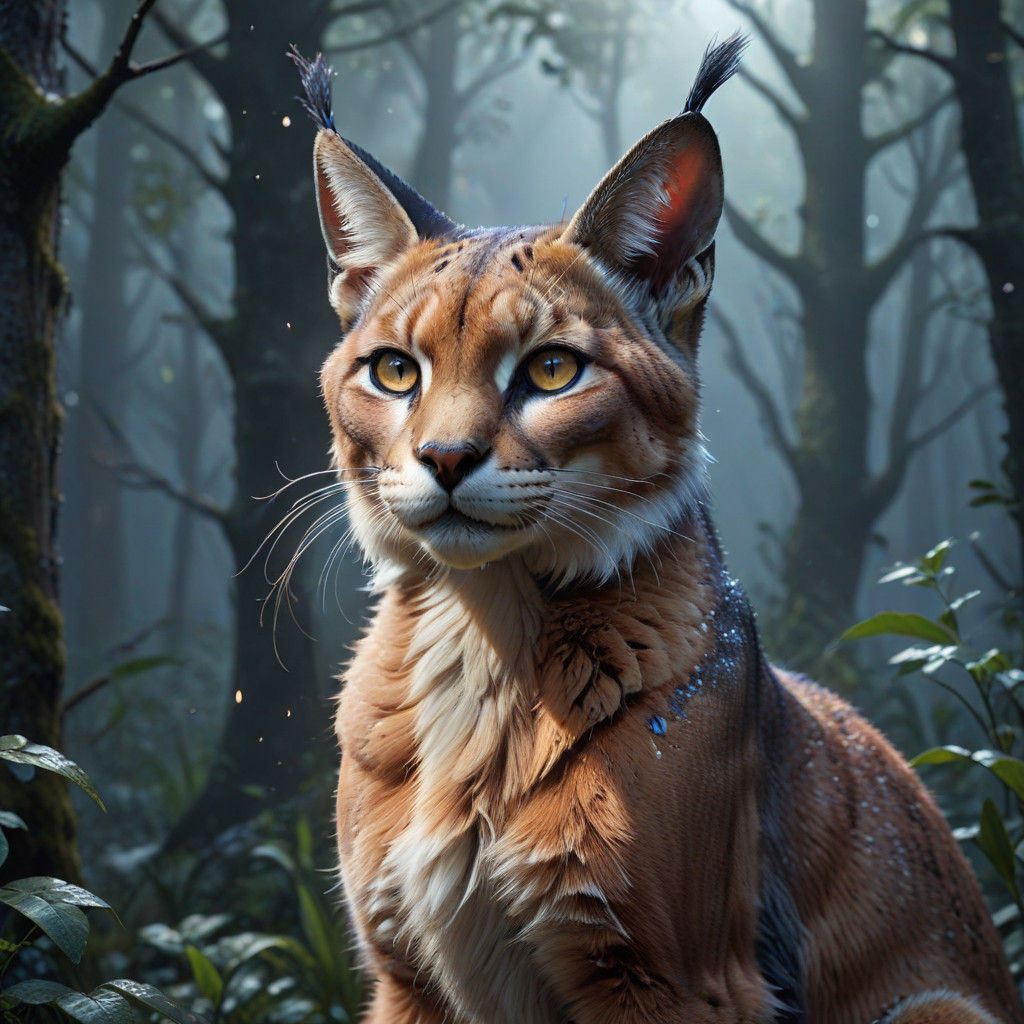 Whispering Feywild Cat Amidst Mystical Moonlit Forest