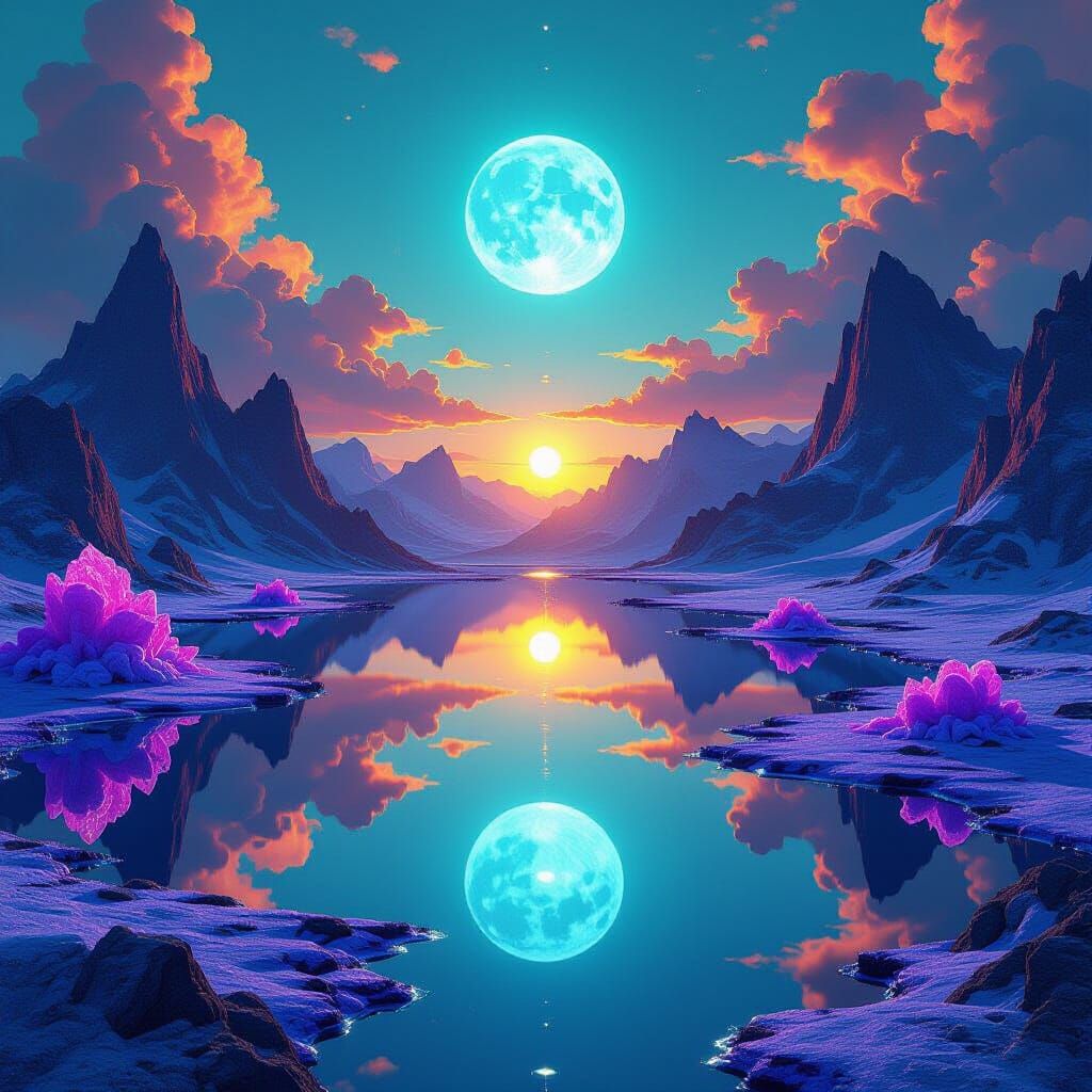 Purple Formations by Mercury Lake: A Fantasy Landscape