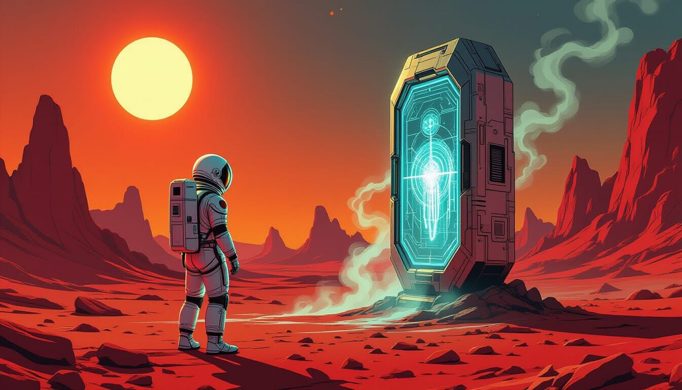 Astronaut Finds Humming Alien Artifact on Crimson Planet